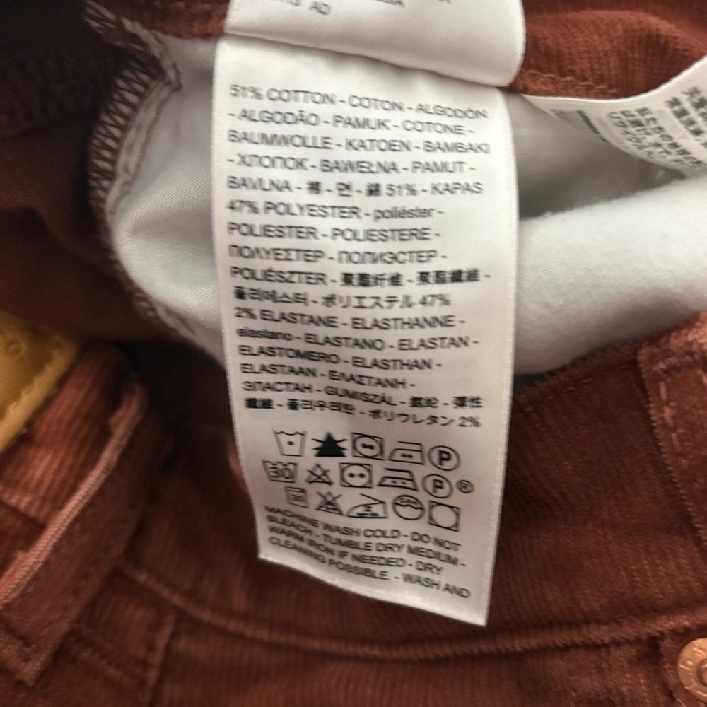 Levi's Wedgie Straight Corduroy Jeans 28 Rust Brown Ankle Crop High Rise - Picture 5 of 7